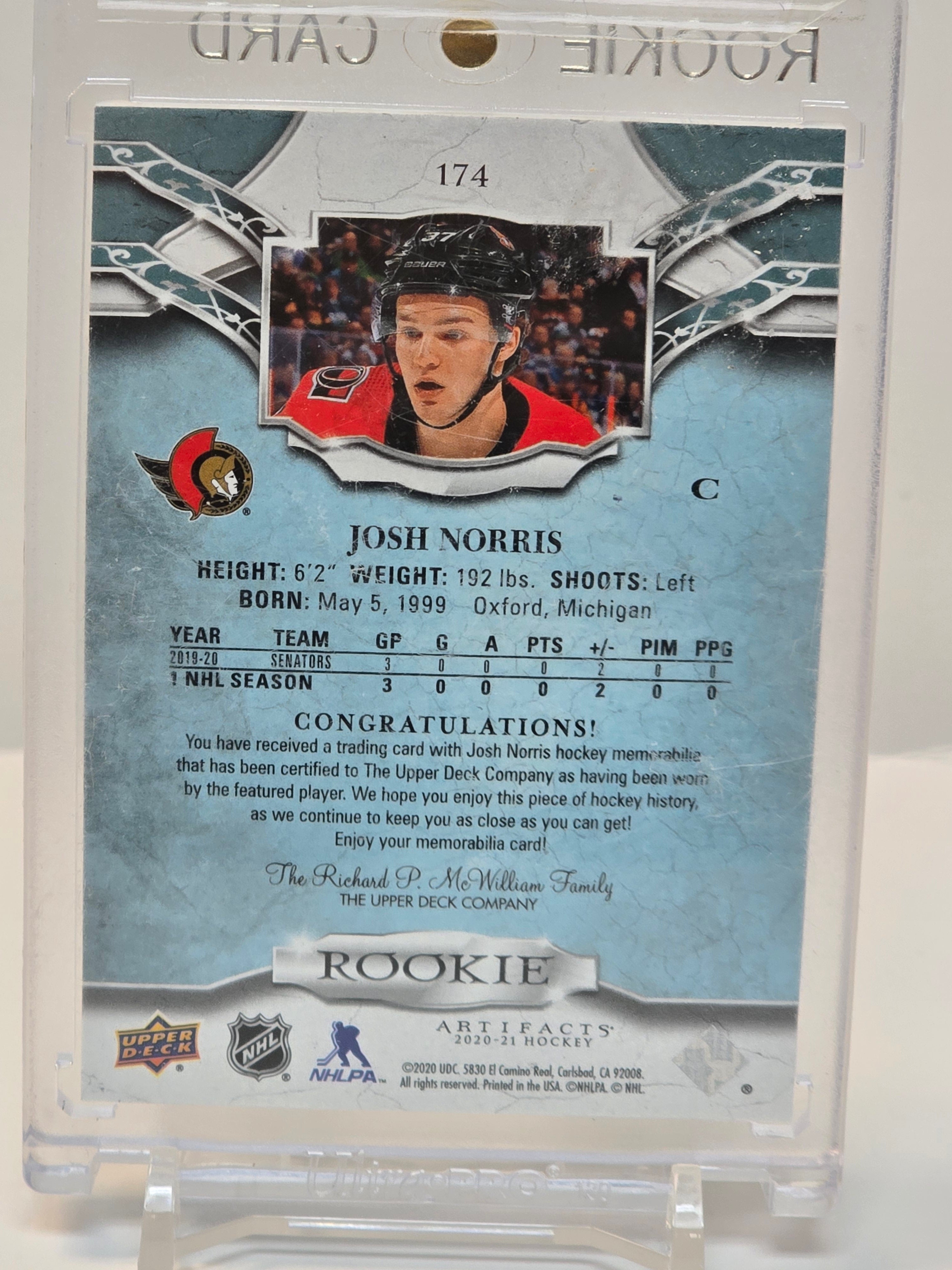 2020-21 Artifacts Materials Purple #174 Josh Norris/49