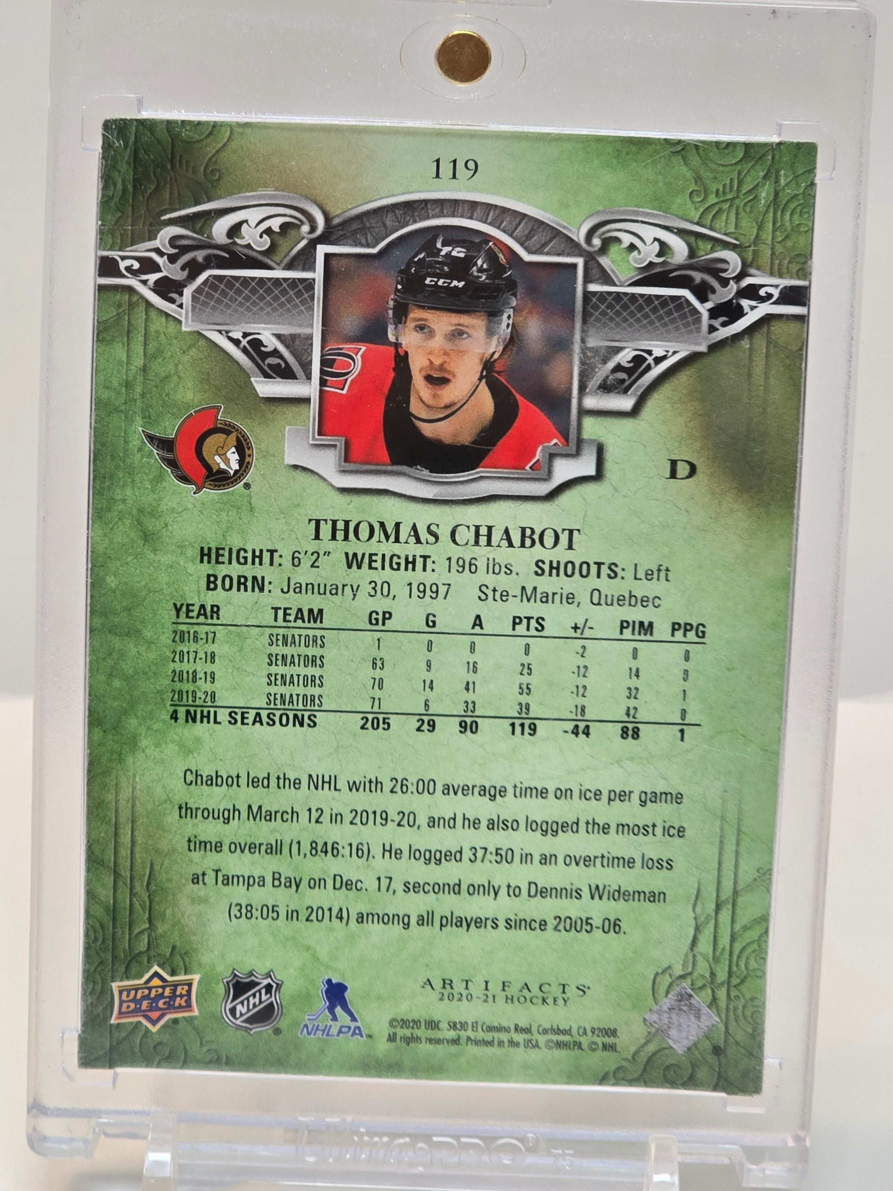 2020-21 Artifacts Emerald #119 Thomas Chabot /99