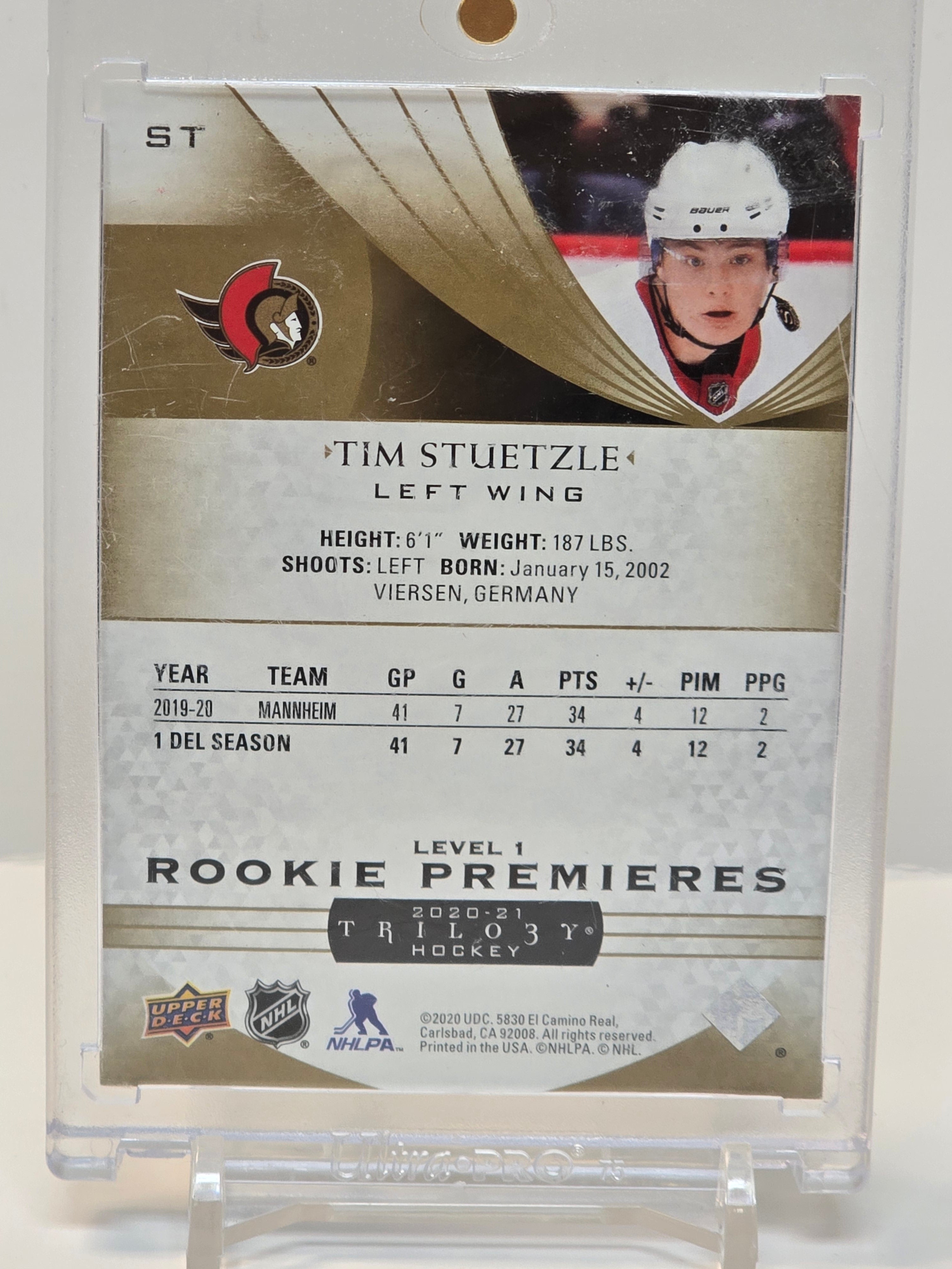 UD Trilogy #ST Tim Stutzle/999 RC 2020-21