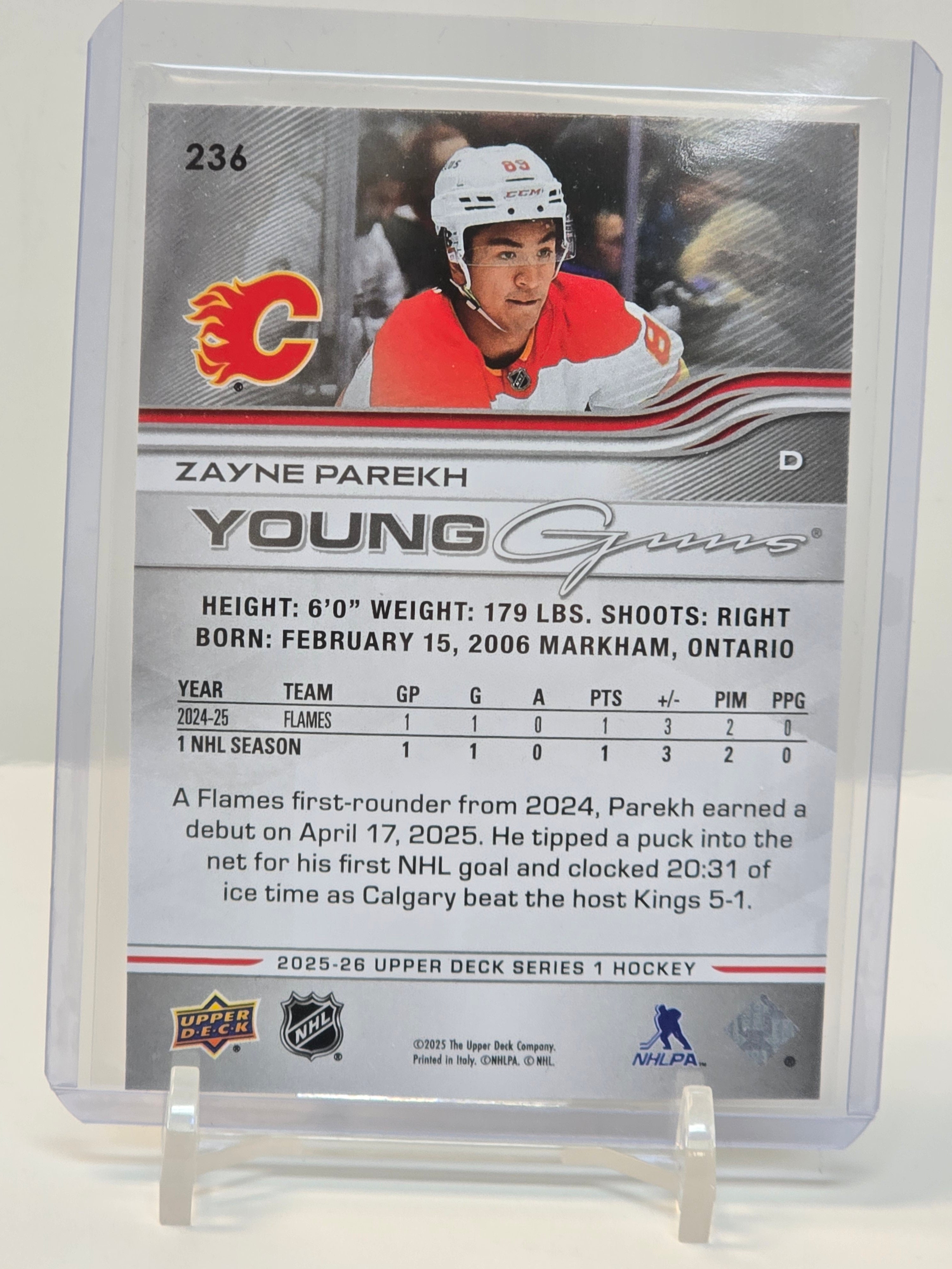 UD #236 Zayne Parekh YG RC 2025-26
