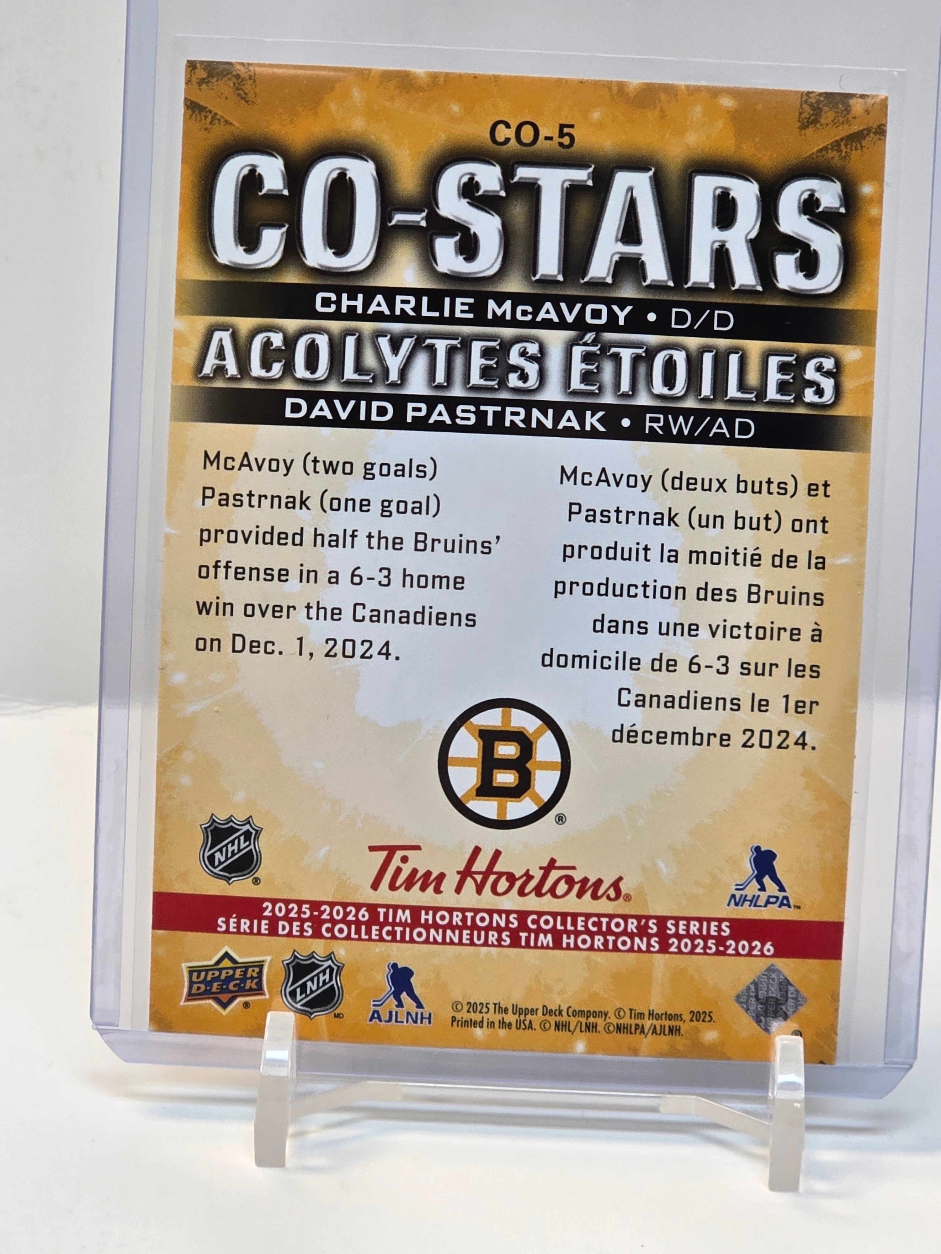 UD Co-Stars #CO5 Charlie McAvoy/David Pastrnak 2025-26