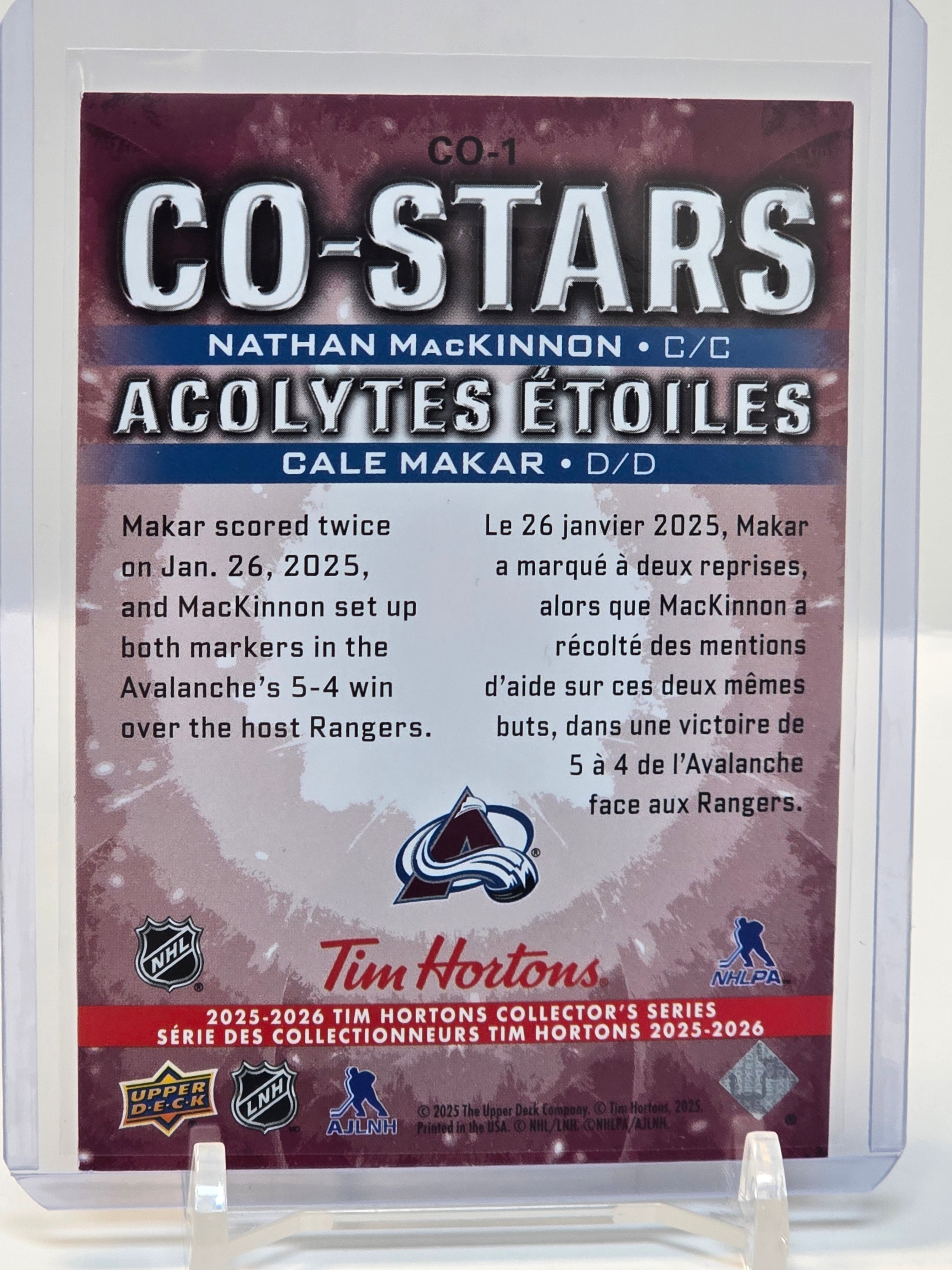 UD Co-Stars #CO1 Nathan MacKinnon/Cale Makar 2025-26