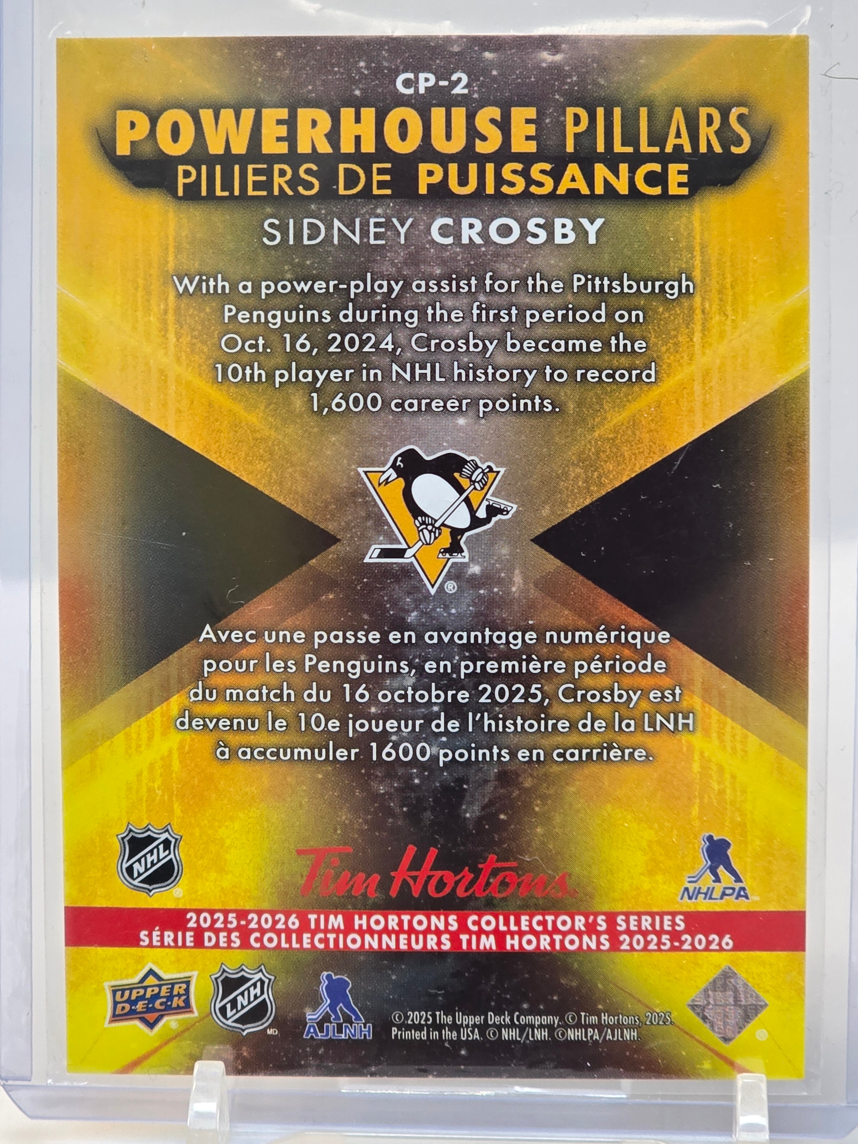 UD Tim Hortons Powerhouse Pillars #CP2 Sidney Crosby 2025-26