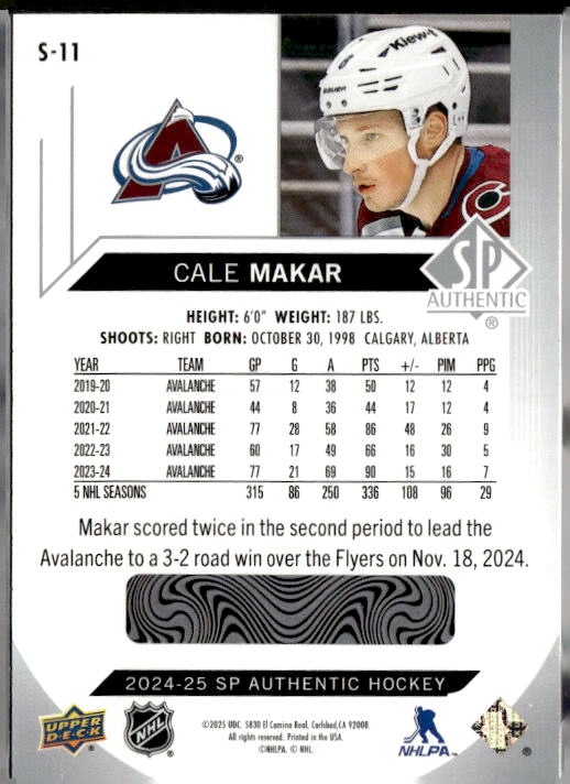 2024-25 SP Authentic Spectrum FX Gold #S11 Cale Makar
