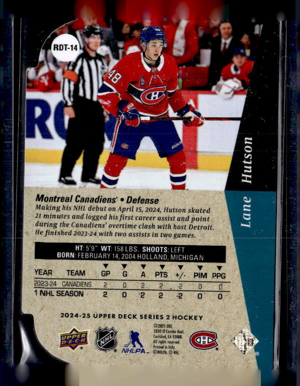 2024-25 Upper Deck '94-95 Rookie Die Cuts #RDT14 Lane Hutson