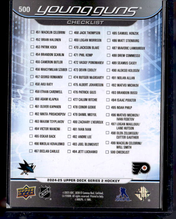 2024-25 Upper Deck #500 Macklin Celebrini/Matvei Michkov YG CL