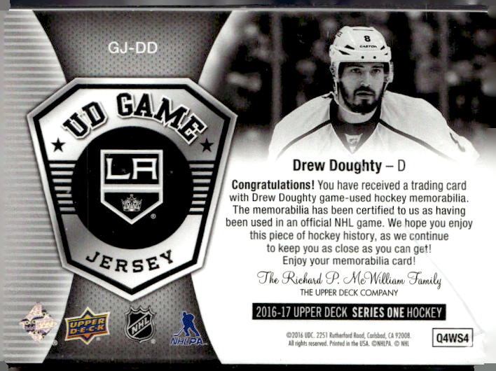 2016-17 Upper Deck Game Jerseys #GJDD Drew Doughty E