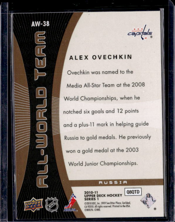 2010-11 Upper Deck All World Team #AW38 Alexander Ovechkin SP