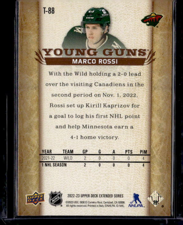 2022-23 Upper Deck '07-08 Upper Deck Retro #T88 Marco Rossi YG