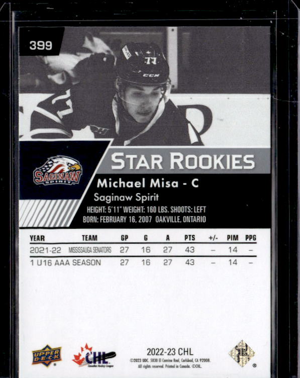 2022-23 Upper Deck CHL #399 Michael Misa SR