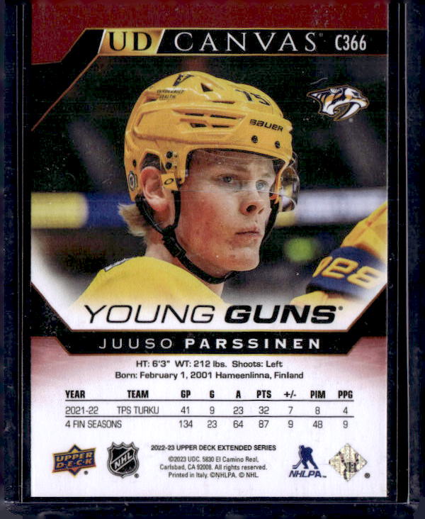 2022-23 Upper Deck UD Canvas #C366 Juuso Parssinen YG