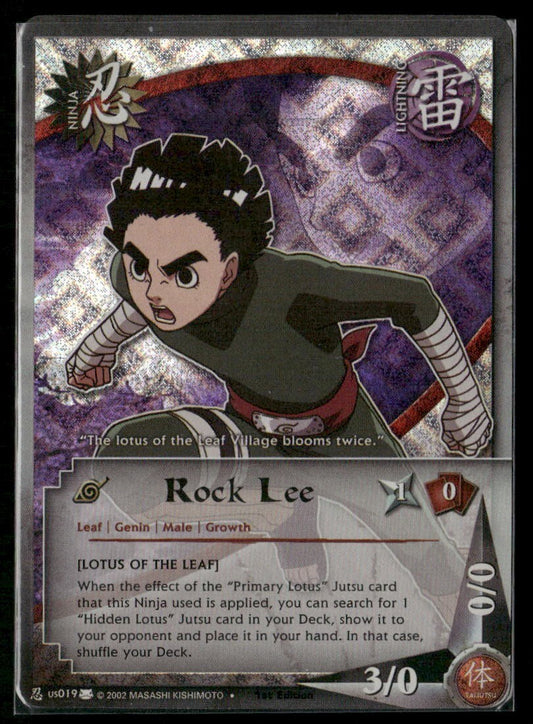Naruto CCG, Rock Lee, us019, 1st Edition, VLP, Wave, Foil